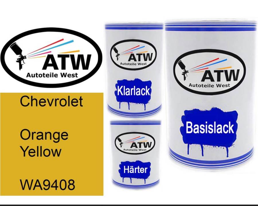 Chevrolet, Orange Yellow, WA9408: 500ml Lackdose + 500ml Klarlack + 250ml Härter - Set, von ATW Autoteile West.